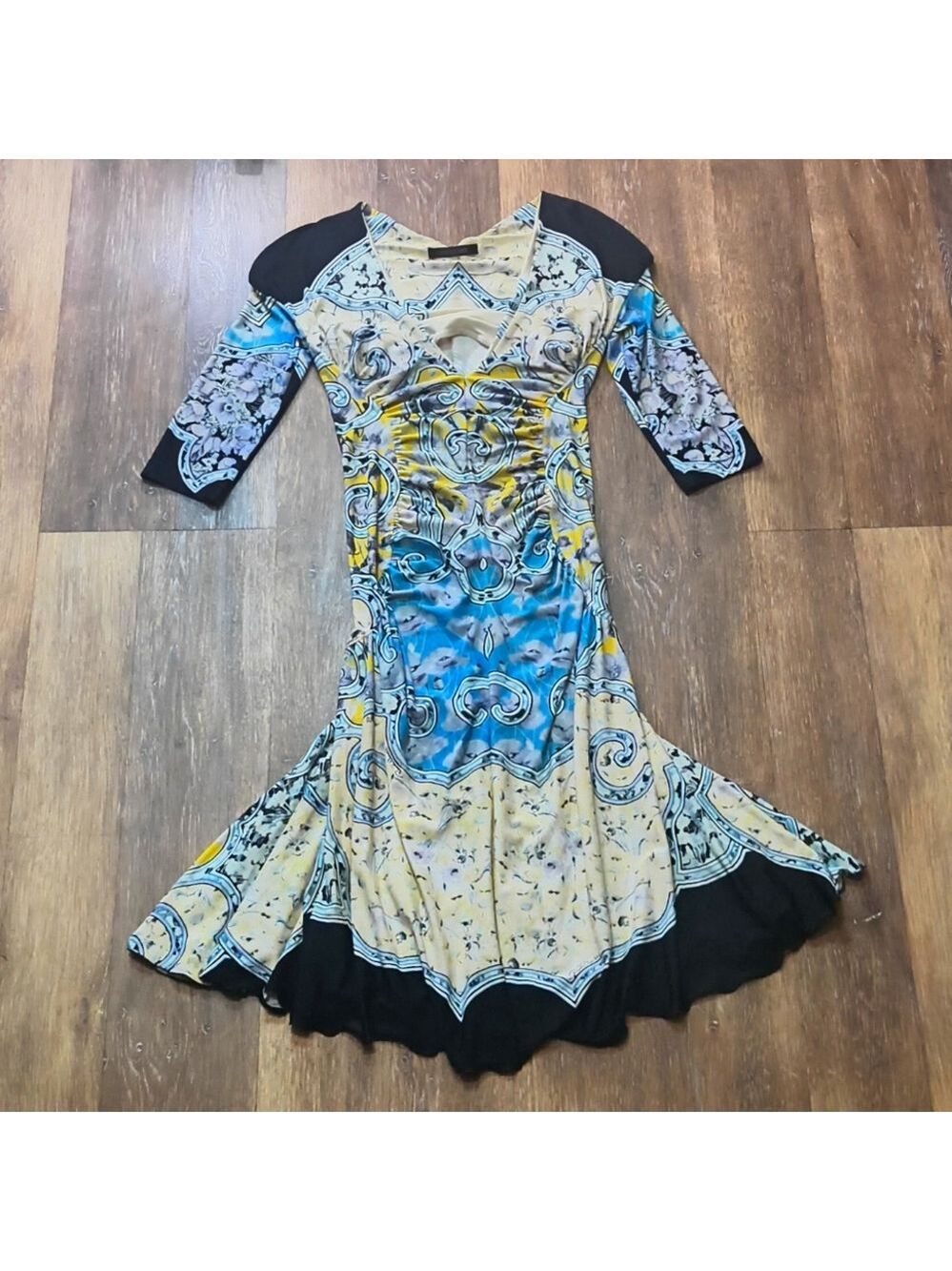 Roberto Cavalli - V Neck - Luxery Vintage 3/4 Sleeve Dress - Size 40 - Rare - Picture 8 of 13
